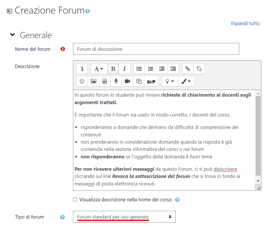 FAQ e Miniguide Docenti: Creare un forum di discussione | AulaWeb 2023/24